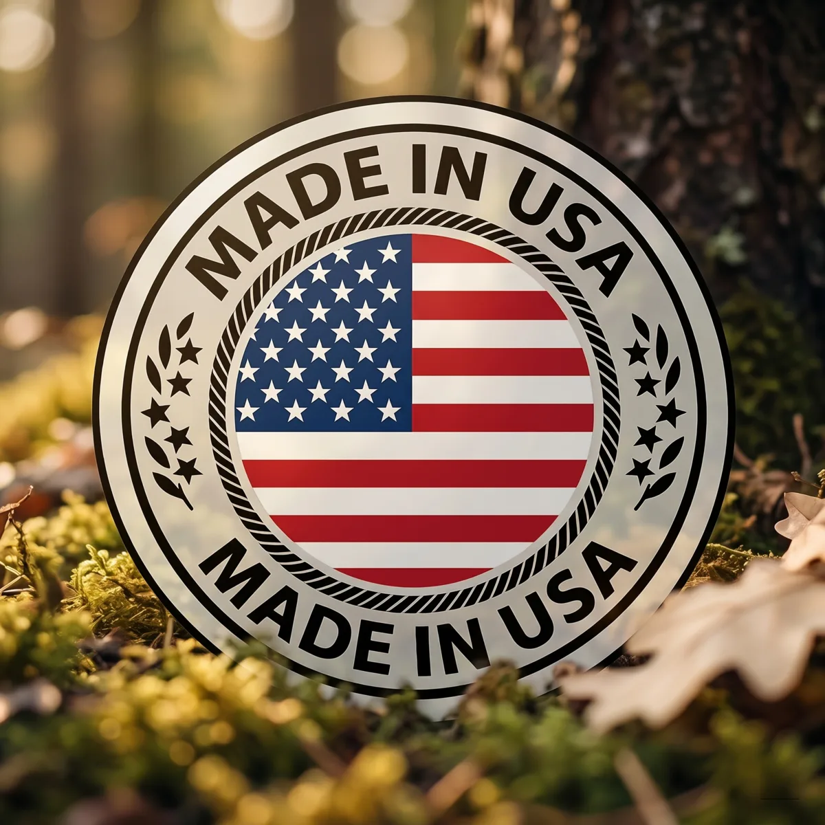 Made in USA badge with RootedLabs Maitake bottle